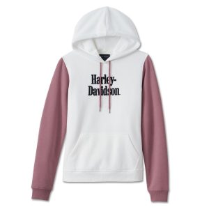 Sudadera Capucha Mujer Harley-Davidson® Woman Harley-Davidson Raglan Hoodie – Blanco/Malva
