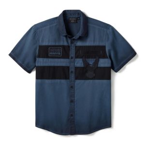 Camisa Hombre Harley-Davidson® Men Iron Bond II Short Sleeve Shirt – Colorblock – Azul/Negro