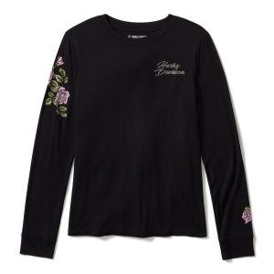 Camiseta Mujer Harley-Davidson® Woman Rose & Thorn Bling Long Sleeve Top – Negro