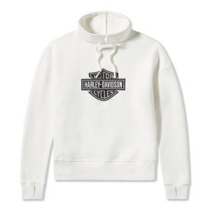 Sudadera Mujer Harley-Davidson® Woman Essential Bar & Shield Funnel Neck Pullover – Blanco