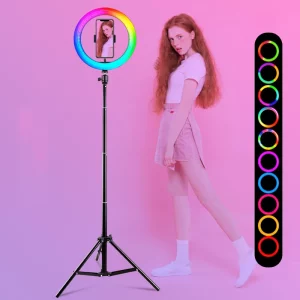 Aro de luz RGB led flash 26 Cm fotografía selfie + trípode
