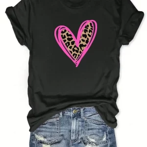Camisetas para Dama con Diseño Corazón Rosado