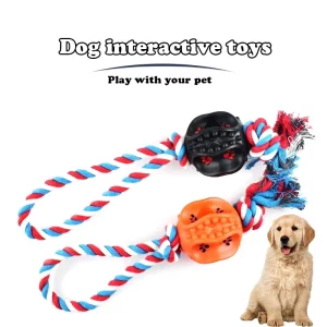 Juguete con pelota y cuerda resistente para perros medianos