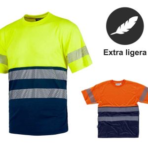 Camiseta Manga Corta A.V. Combinada Reflectantes Tacto Algodón